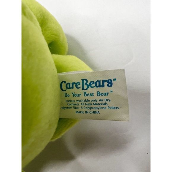 🦄SOLD🦄Vintage 2003 Care Bear Do Your Best 8" Bear Lime Green Kite Stuffed - Picture 4 of 6